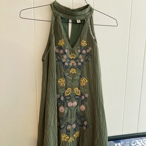 Francesca’s Embroidered Olive Dress